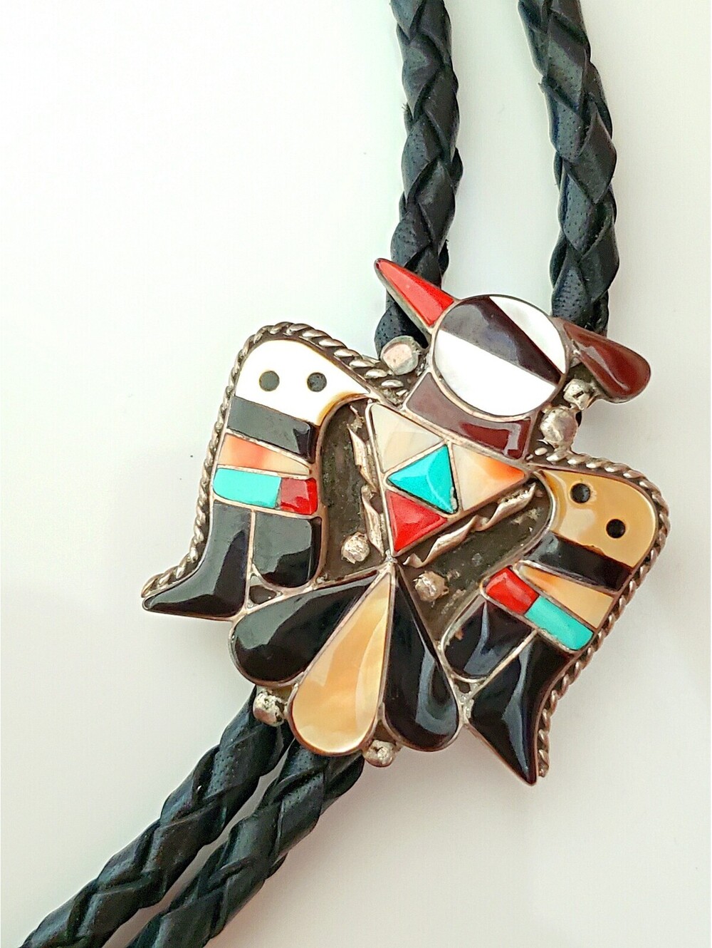 Vintage Handmade B & C Shack Zuni Sterling Silver Phoenix Thunderbird Bolo Tie